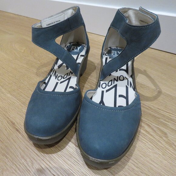 FLY LONDON Piat Wedge Suede Sandals in Forest Green Grunge Edgy Boho 7.5 - 8 - Picture 6 of 13